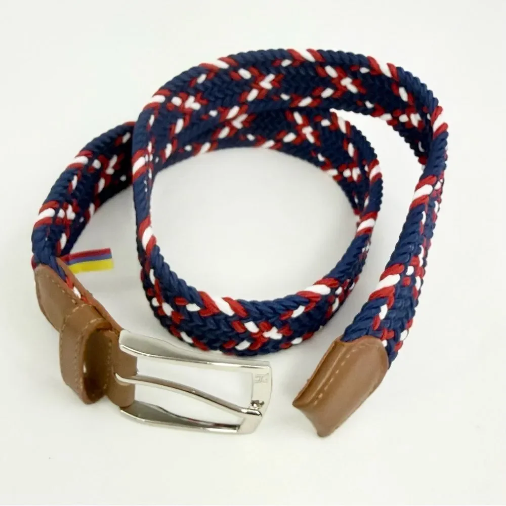 Tommy Hilfiger Red Blue White Woven Stretch Nautical Coastal Buckle Belt